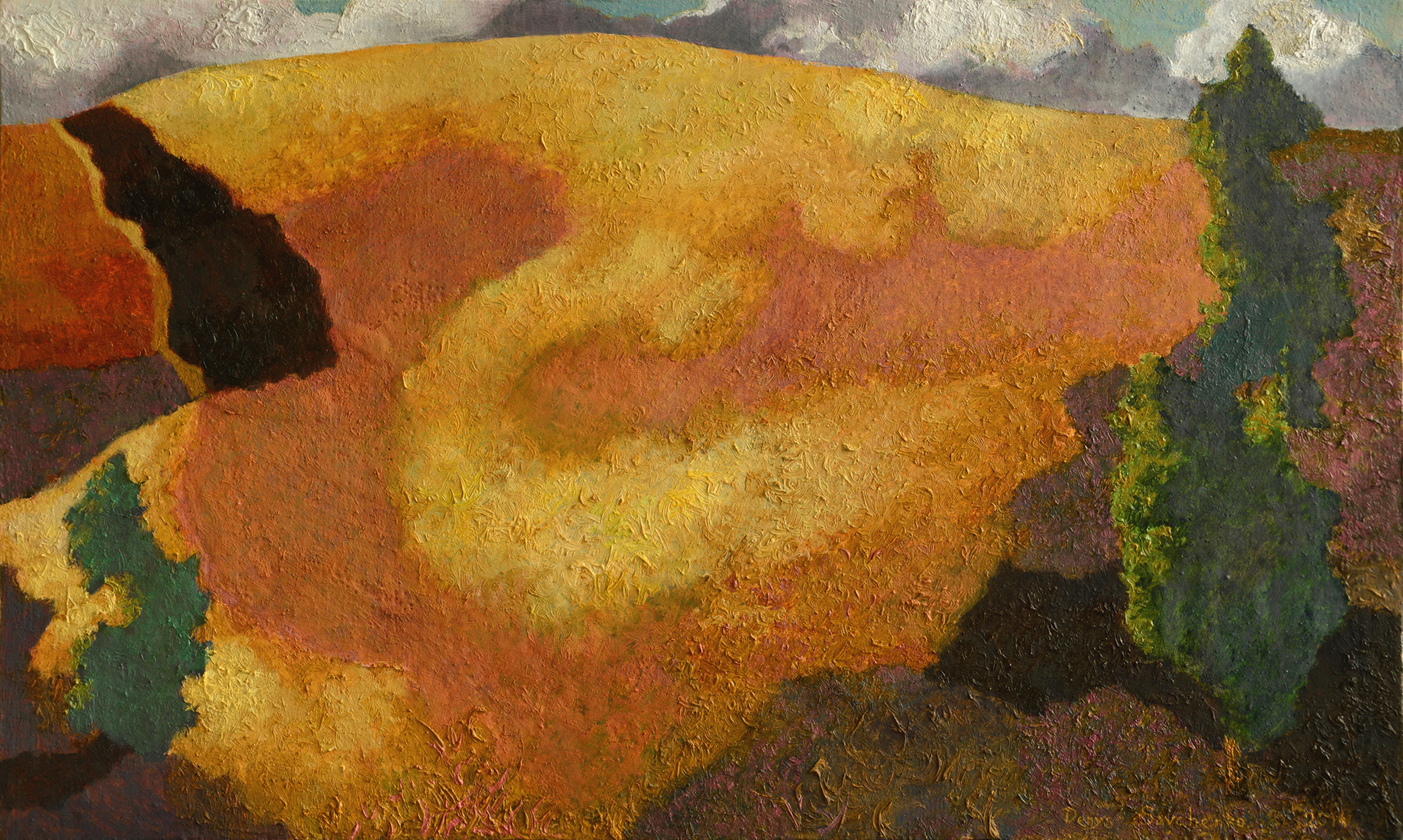 Denys Savchenko. Oil painting. Fields on sunset
