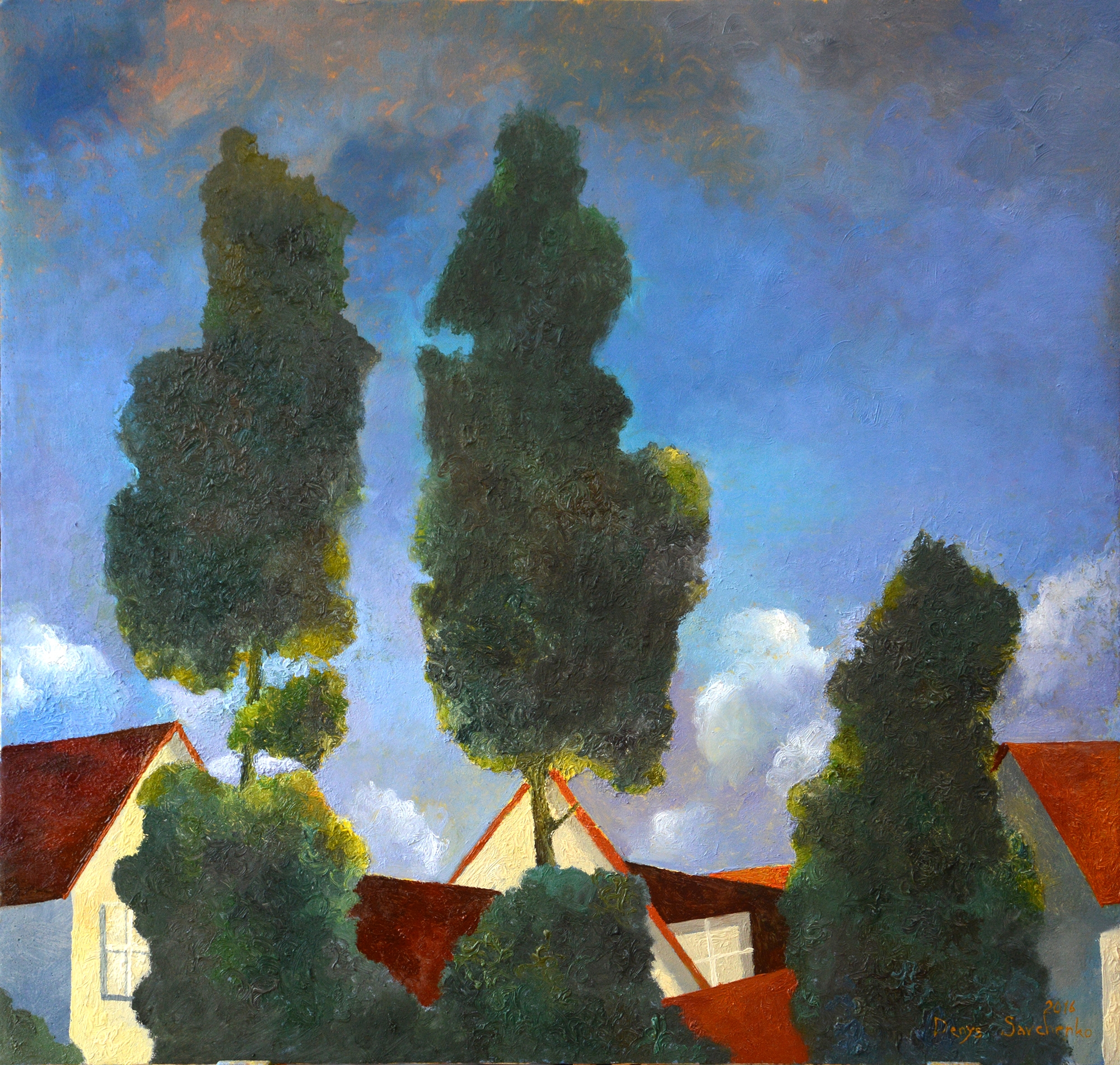 Denys Savchenko. Oil painting. Landscape. Evening sky