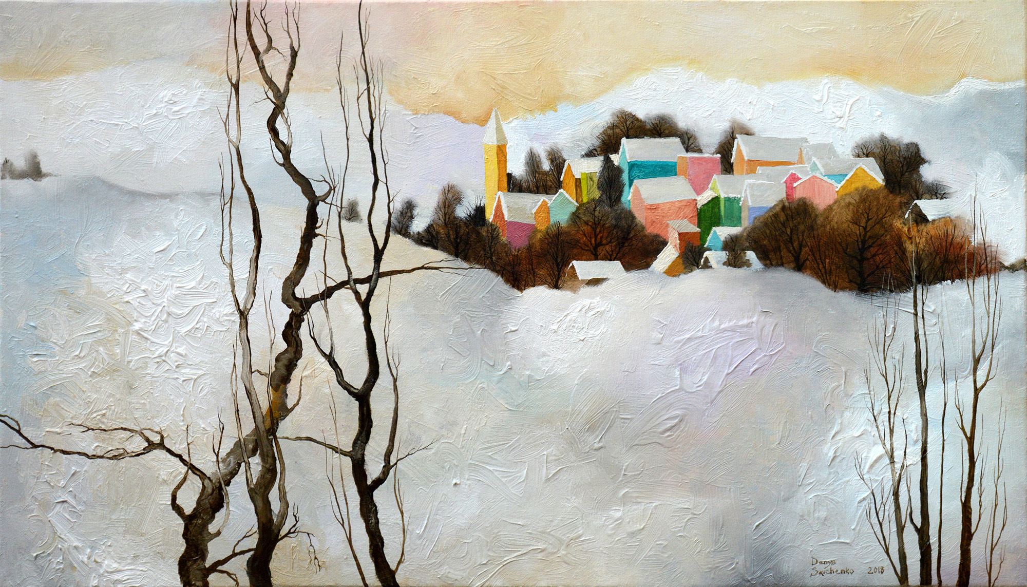 Denys Savchenko. Oil painting. Landscape. Under snow